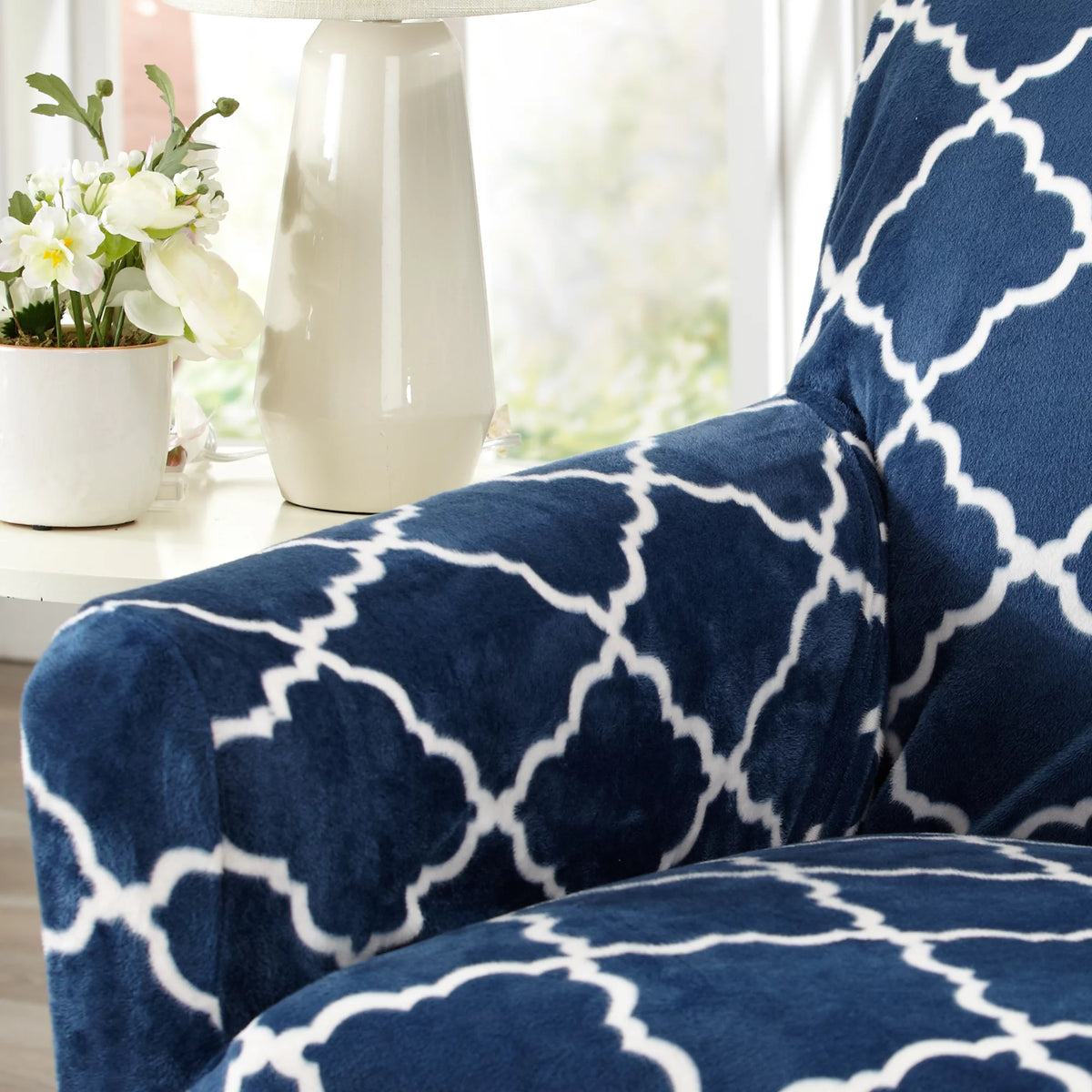 Printed Velvet Plush Washable Sofa Slipcover X76820