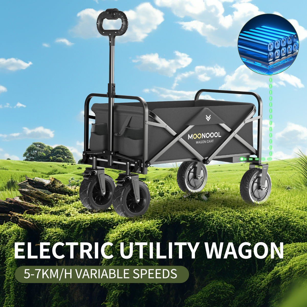 Foldable Electric Beach Cart with Side Pockets J6137