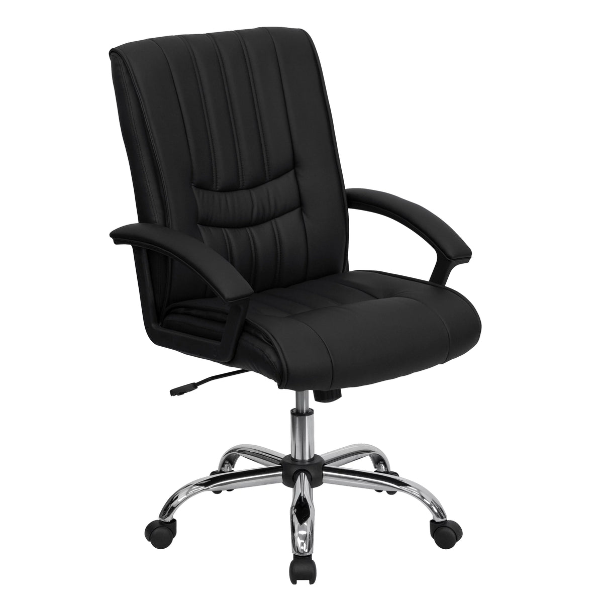 Black LeatherSoft Swivel Office Chair with Arms Z958352